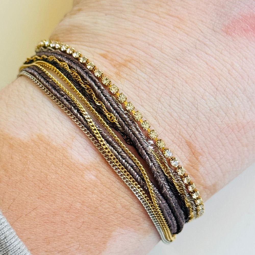 Sogoli multi strand bracelet Bracelet brass gold multi crystal BOHO designer